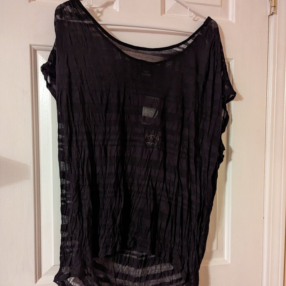 Bobeau Black Striped Sheer Shirt ~ New with Tags
